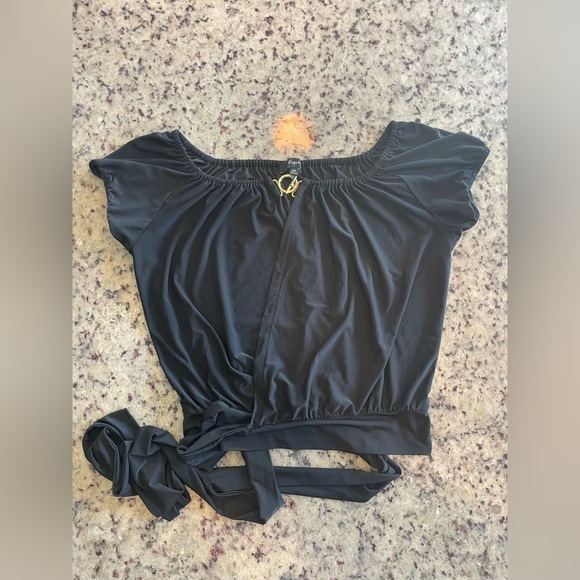 Women’s express Y2K cropped off shoulder wrap top size extra small - Picture 4 of 6